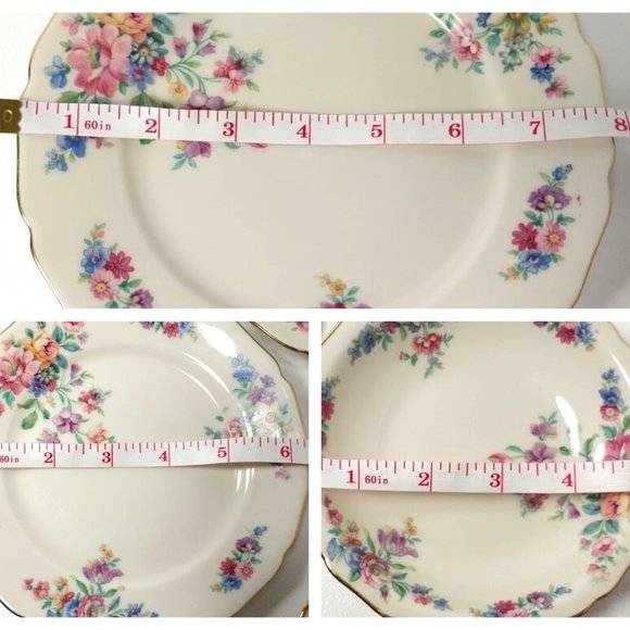 Wentworth VTG Thomas Ivory 3 Dish Set Floral Garden Gold Trim Fine China Display - Picture 6 of 9